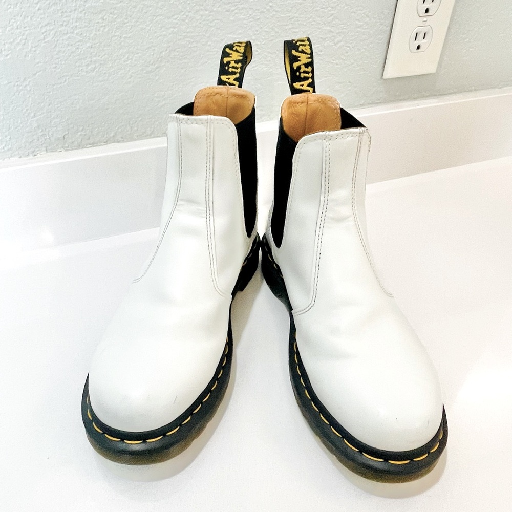 Dr. Martens White Leather Chelsea Boots